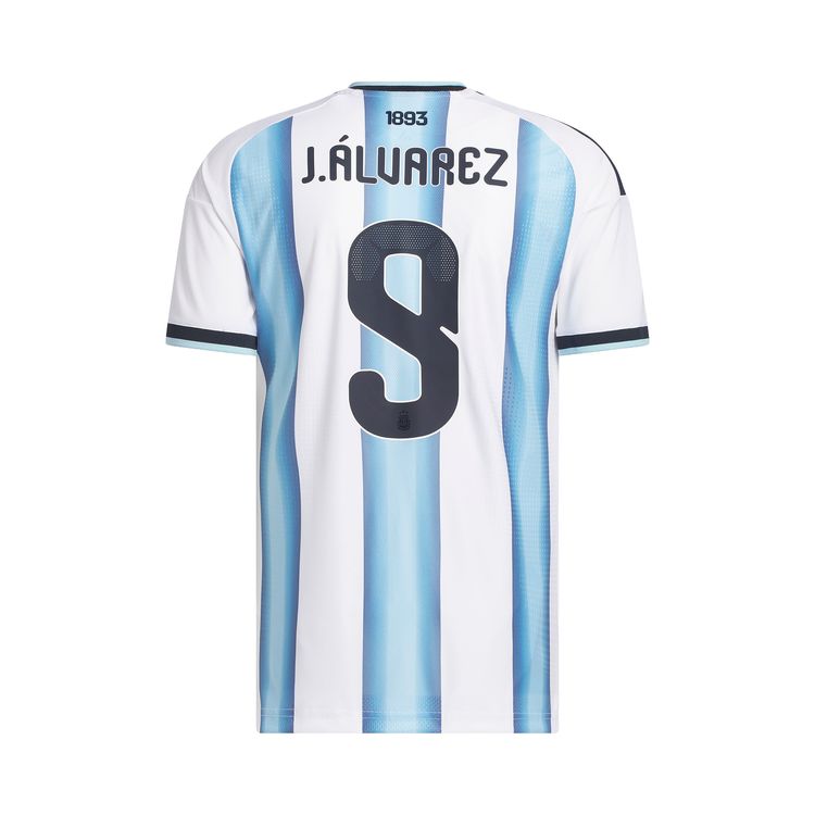 Adidas Argentina 26 Home Alvarez Authentic Jersey WhiteIcey Blue