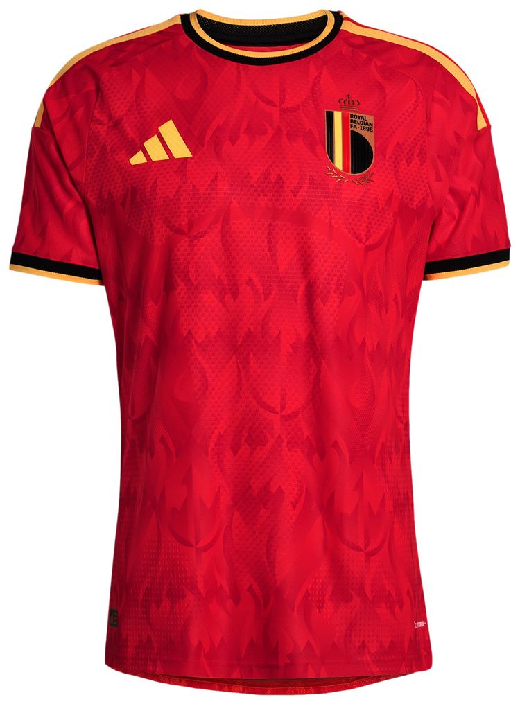 Adidas Mens Soccer Belgium 26 Home Authentic Jersey Red  Bold Gold