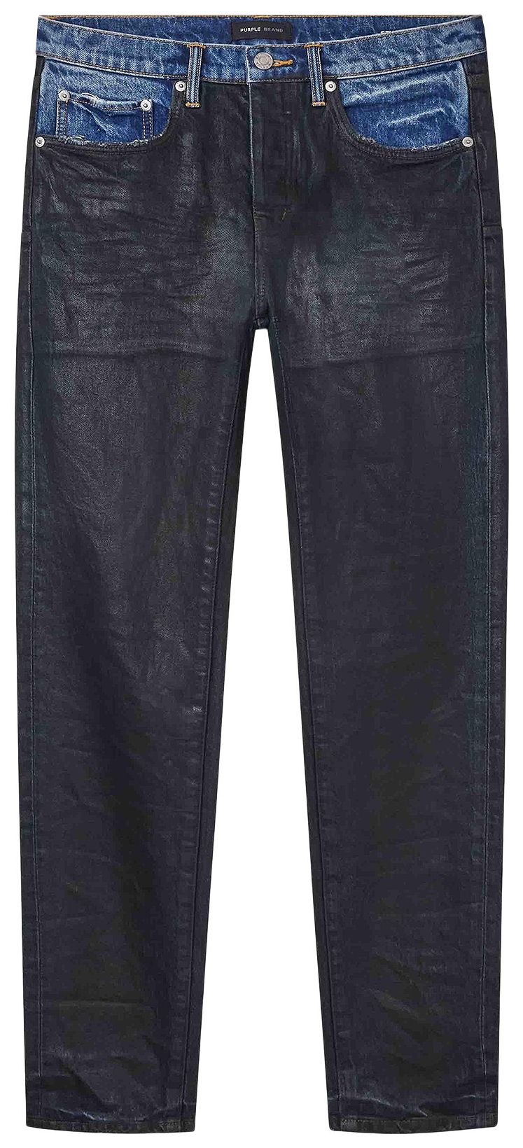 PURPLE BRAND Skinny Coated Indigo Black