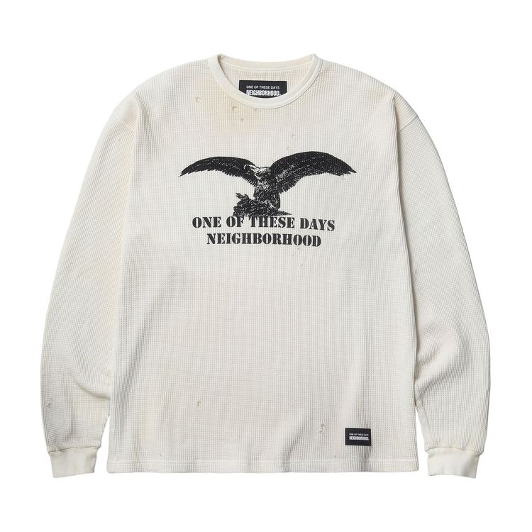 Neighborhood x One of These Days Waffle Fabric Long Sleeve Crewneck White