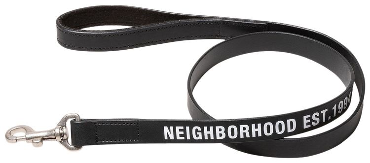 Neighborhood Wide Leather Dog Leash Black