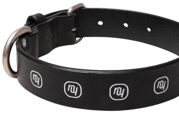 Neighborhood Wide Leather Dog Collar Black