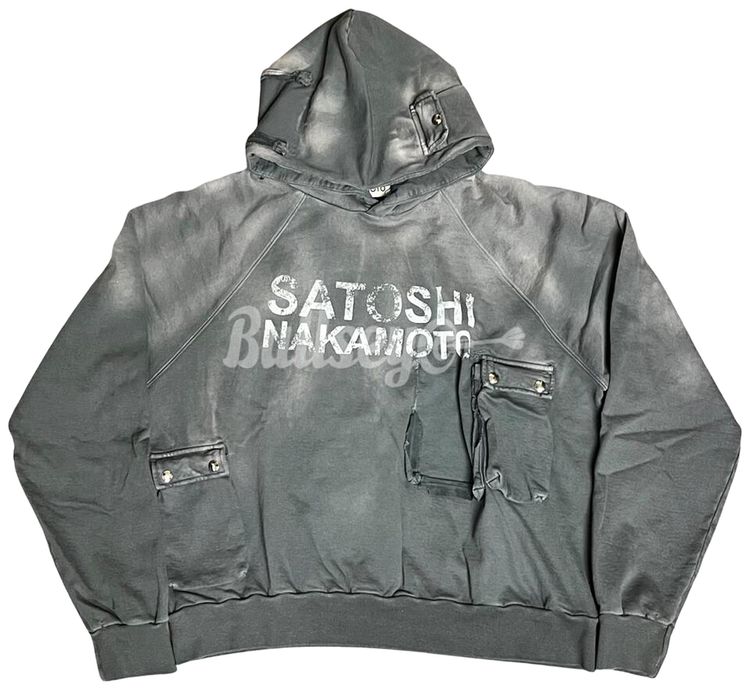 Satoshi Nakamoto Cargo Hoodie Washed Black