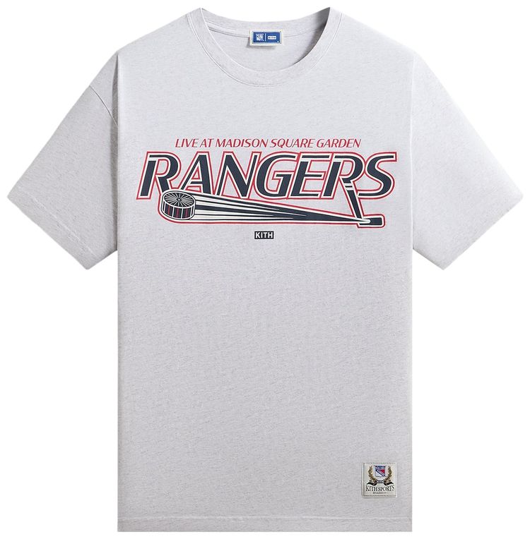 Kith For The New York Rangers Madison Square Garden Puck Vintage Tee Light Heather Grey