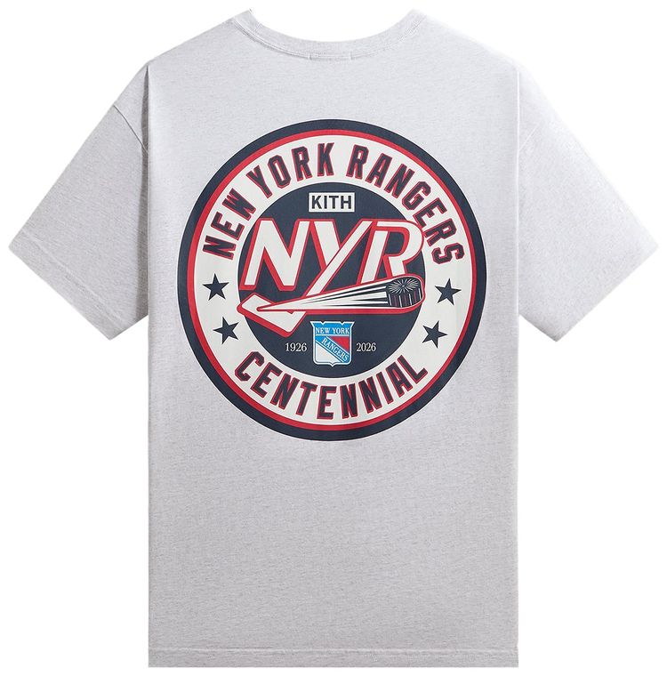 Kith For The New York Rangers Madison Square Garden Puck Vintage Tee Light Heather Grey
