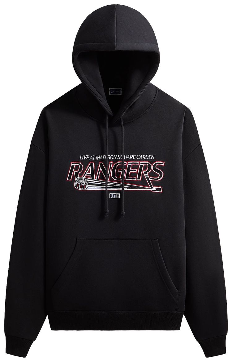Kith For The New York Rangers Madison Square Garden Puck Vintage Nelson Hoodie Black