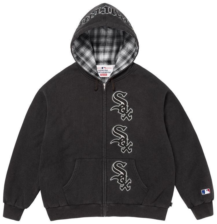 Supreme x Chicago White Sox Zip Up Hooded Sweatshirt Black