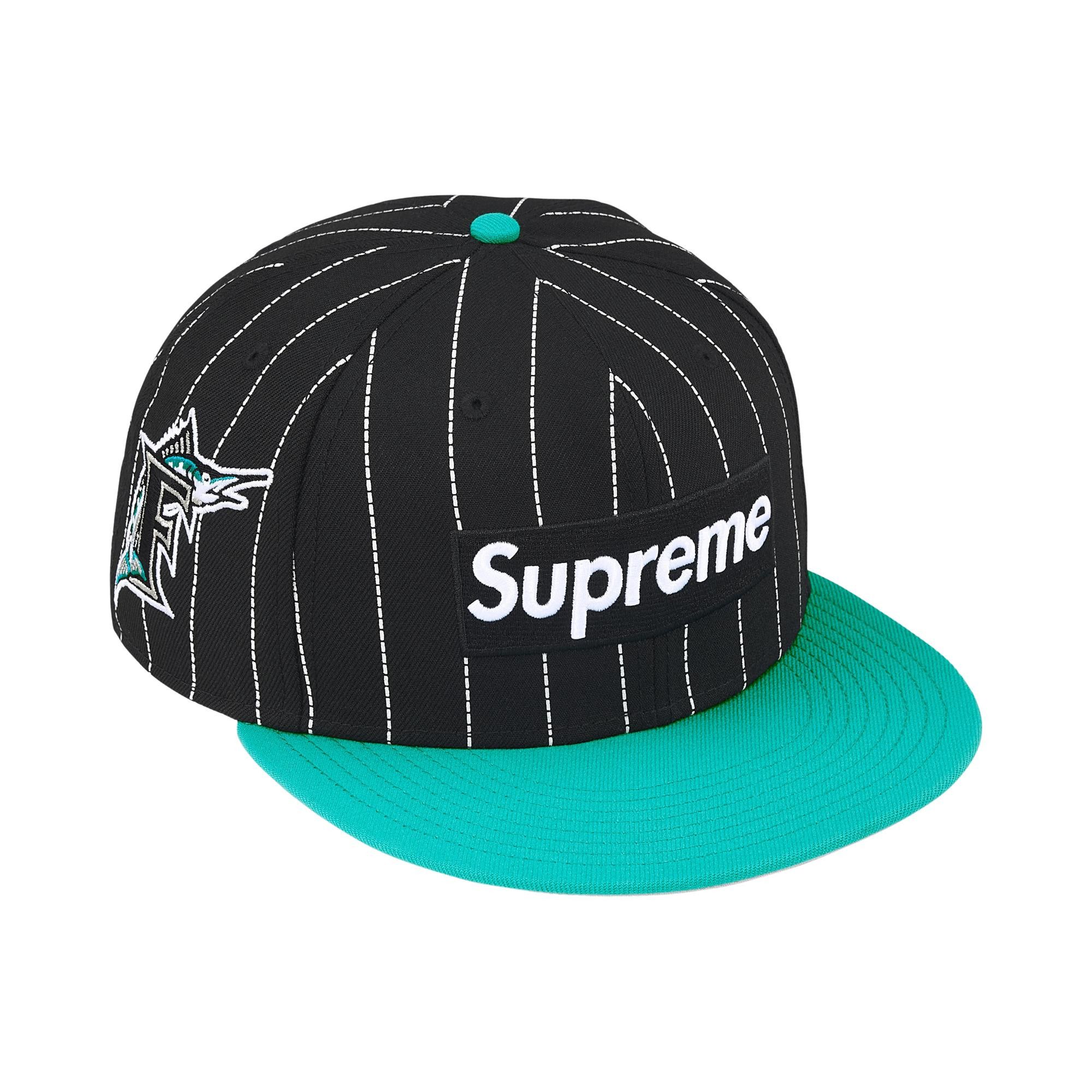 Buy Supreme x MLB Teams Box Logo New Era 'Stripe Florida Marlins