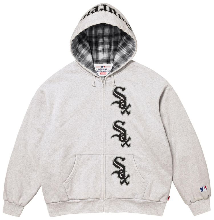 Supreme x Chicago White Sox Zip Up Hooded Sweatshirt Ash Grey