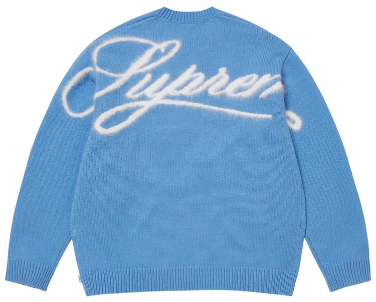 Supreme Angora Script Sweater Light Blue