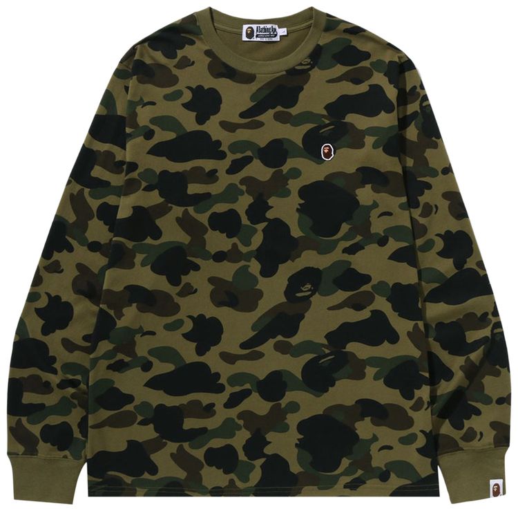 BAPE 1st Camo One Point Long Sleeve Tee Green
