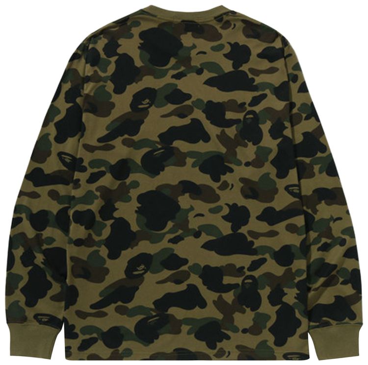 BAPE 1st Camo One Point Long Sleeve Tee Green