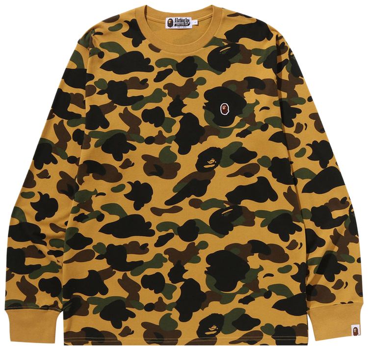 BAPE 1st Camo One Point Long Sleeve Tee Yellow
