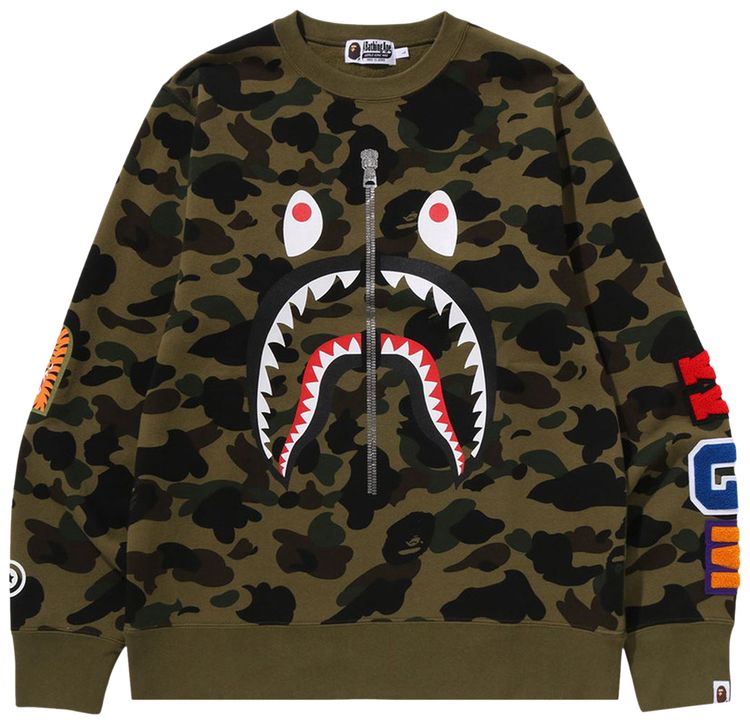 BAPE 1st Camo Shark Crewneck Sweatshirt Green