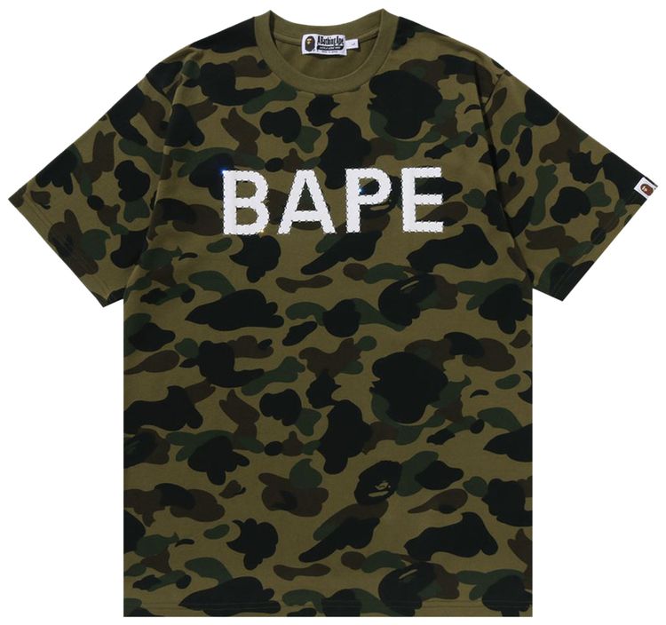 BAPE 1st Camo Bape Rhinestone Tee Green