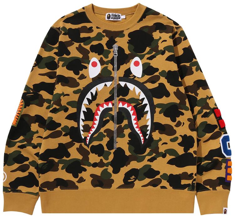 BAPE 1st Camo Shark Crewneck Sweatshirt Yellow
