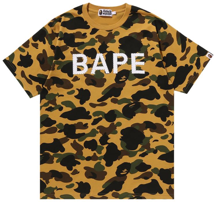 BAPE 1st Camo Bape Rhinestone Tee Yellow