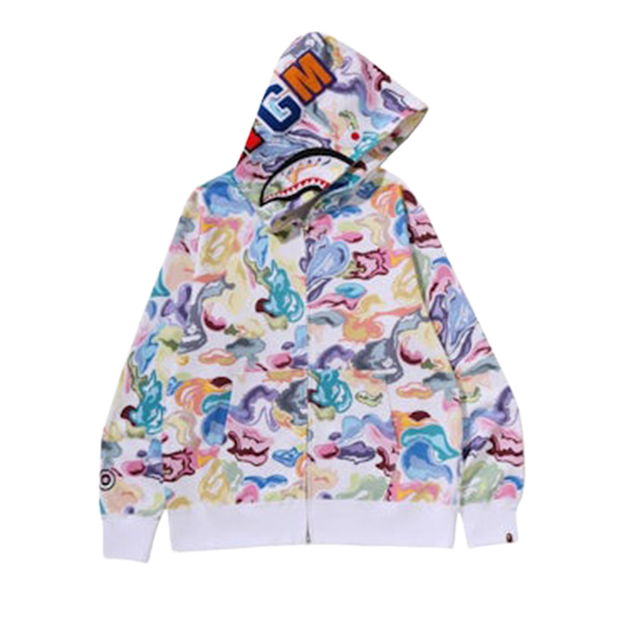 Buy BAPE Art Camo Shark Full Zip Hoodie 'White' - 1L80 115 301