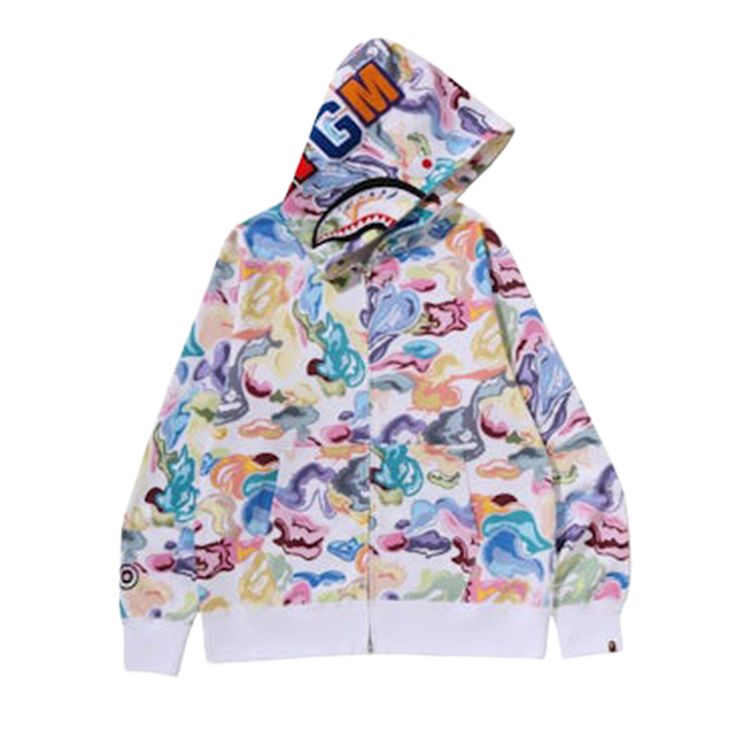 BAPE Art Camo Shark Full Zip Hoodie White