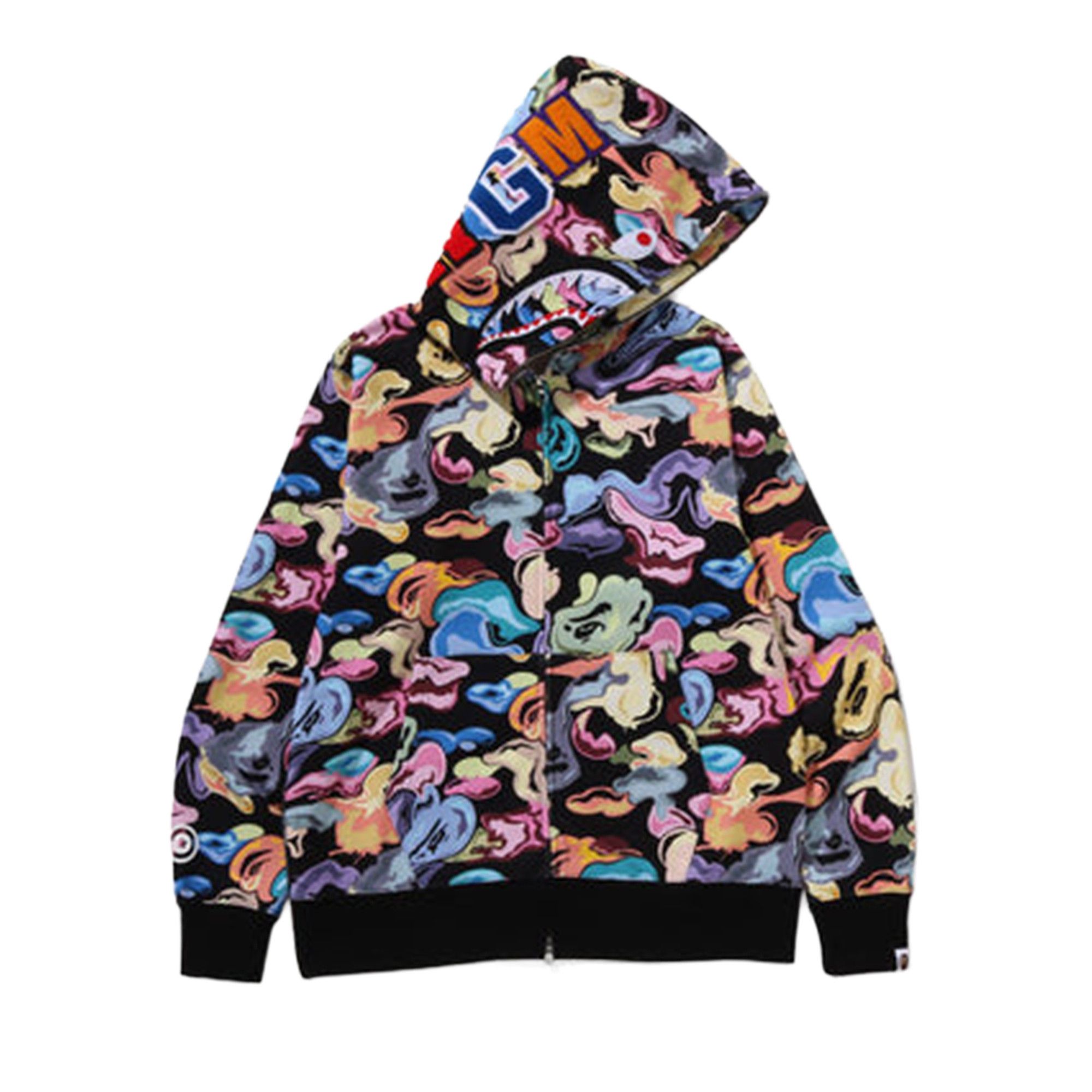 Buy BAPE Art Camo Shark Full Zip Hoodie 'Black' - 1L80 115 301