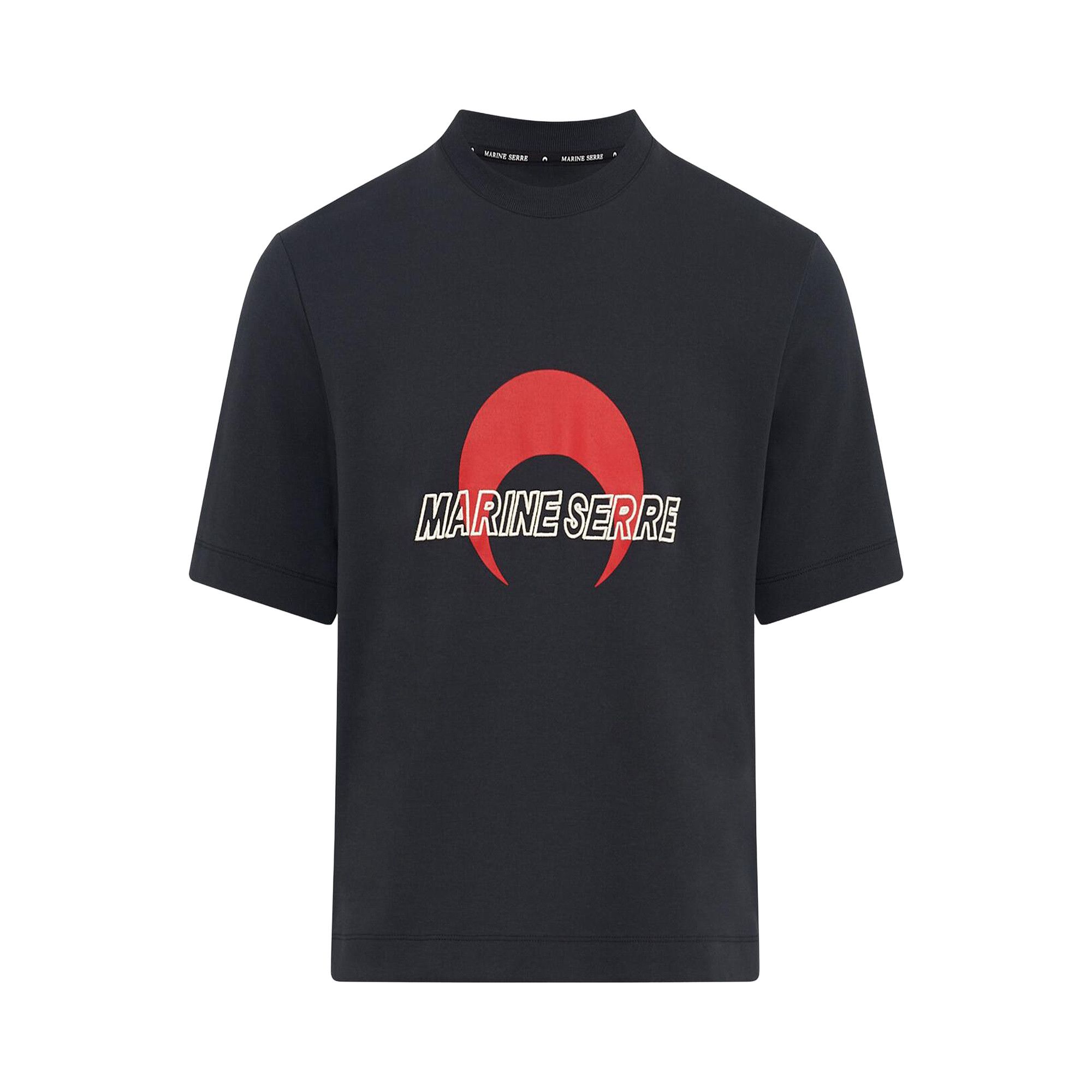 Buy Marine Serre Sports Jersey Relaxed T-Shirt 'Black' - UTT001AC