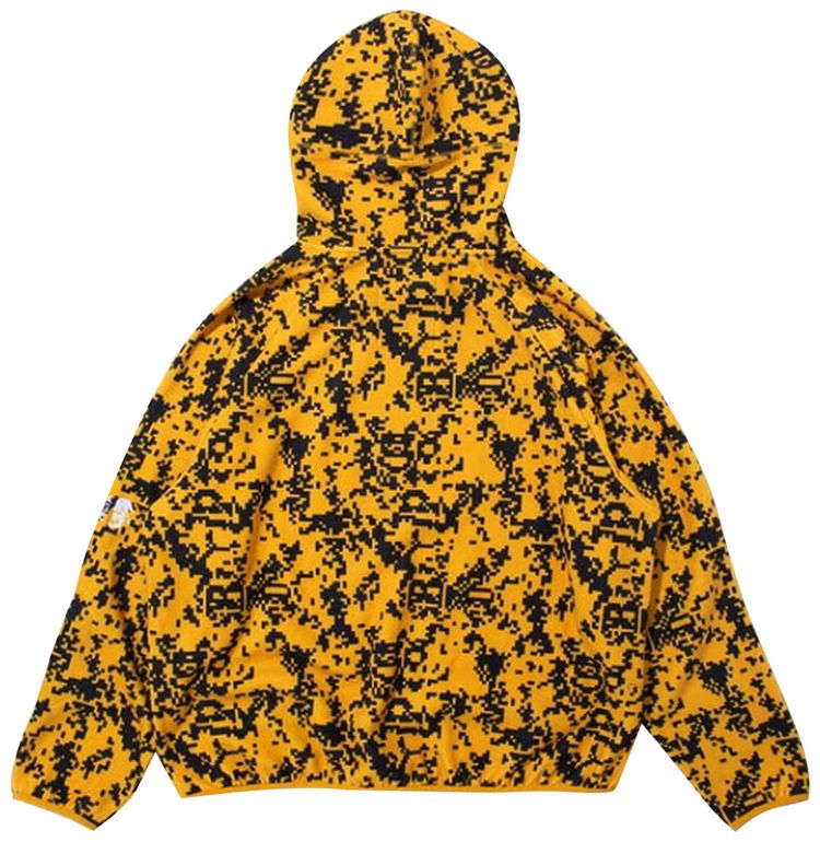 BAPE x Kazuki Pixelate Camo Shark Relaxed Fit Pullover Hoodie Yellow