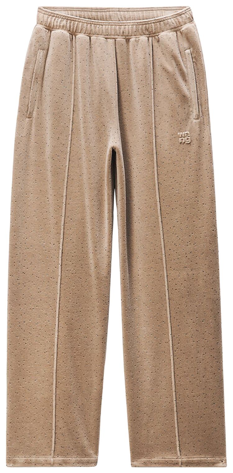 Alexander Wang Allover Hotfix Mid Rise Relaxed Pant Warm Taupe