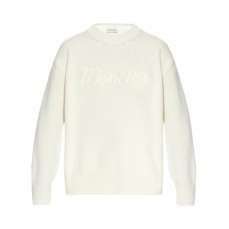 Moncler Crew Neck Long Sleeve Top Silk White