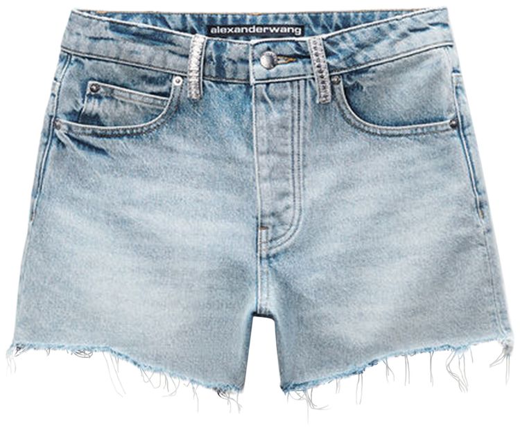 Alexander Wang Crystal Beltloop Mid Rise Relaxed Short Vintage Bleach Blue