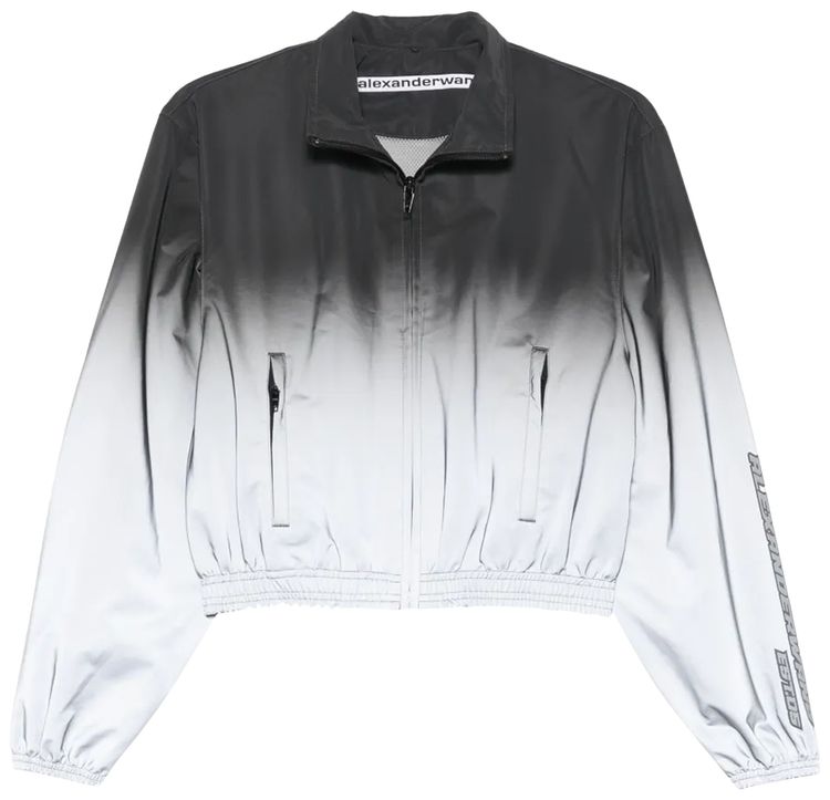 Alexander Wang Reflective Shrunken Track Jacket SilverBlack