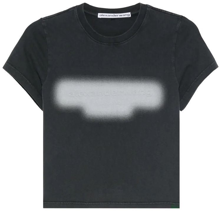 Alexander Wang Emboss Graphic Shrunken Tee Washed Black
