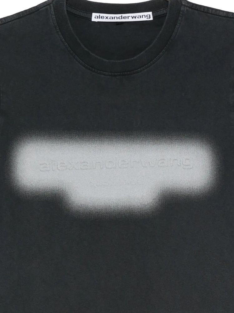 Alexander Wang Emboss Graphic Shrunken Tee Washed Black