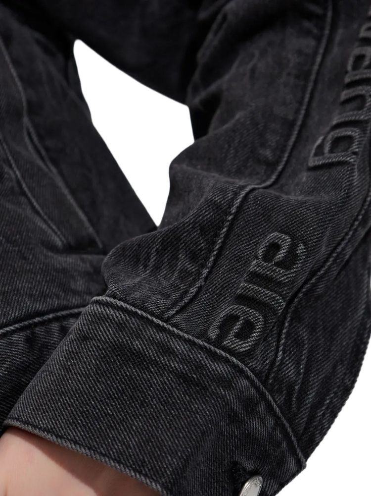 Alexander Wang Embossed Logo Panel Denim Track Jacket Grey Aged