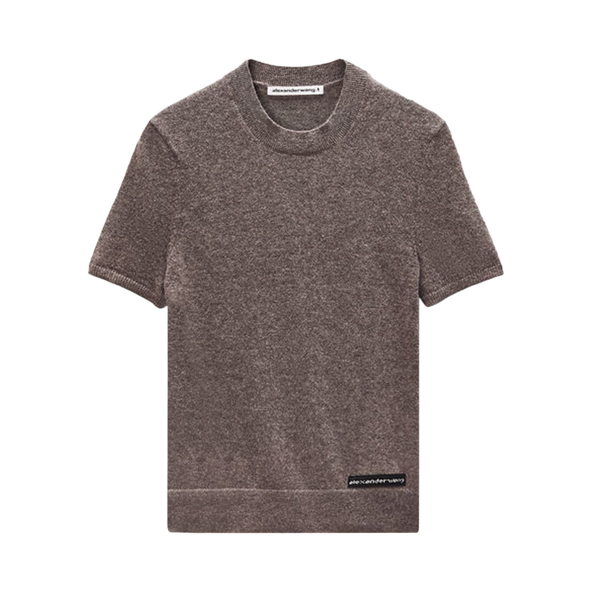 Buy Alexander Wang Knit Logo Label Crewneck Tee 'Brown