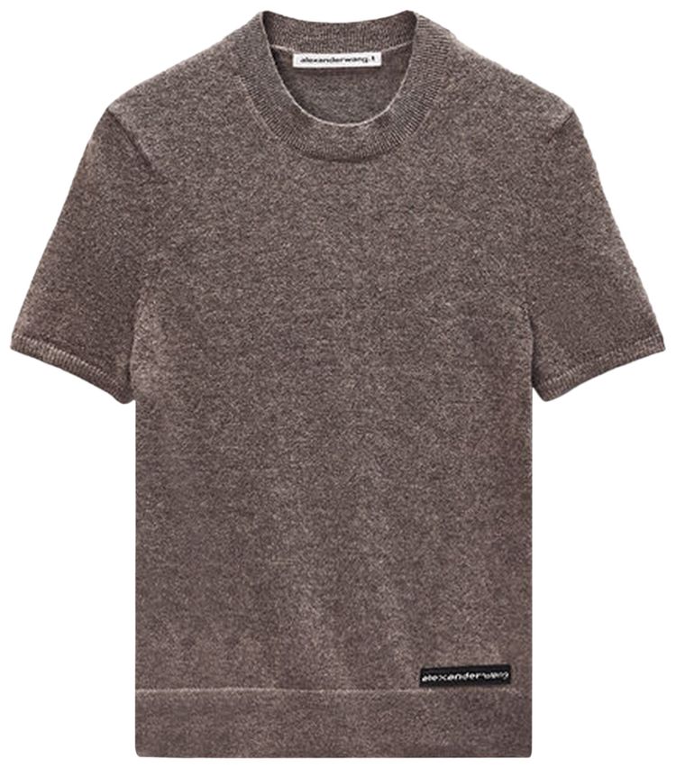 Alexander Wang Knit Logo Label Crewneck Tee Brown