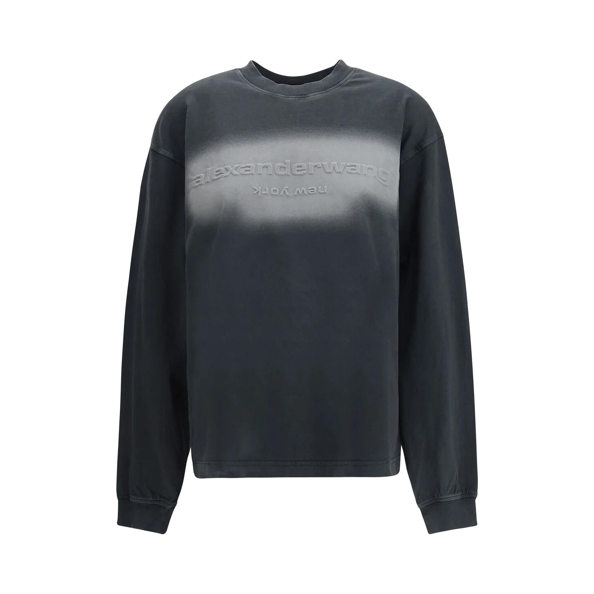 Buy Alexander Wang Emboss Logo Long-Sleeve Tee 'Washed Black