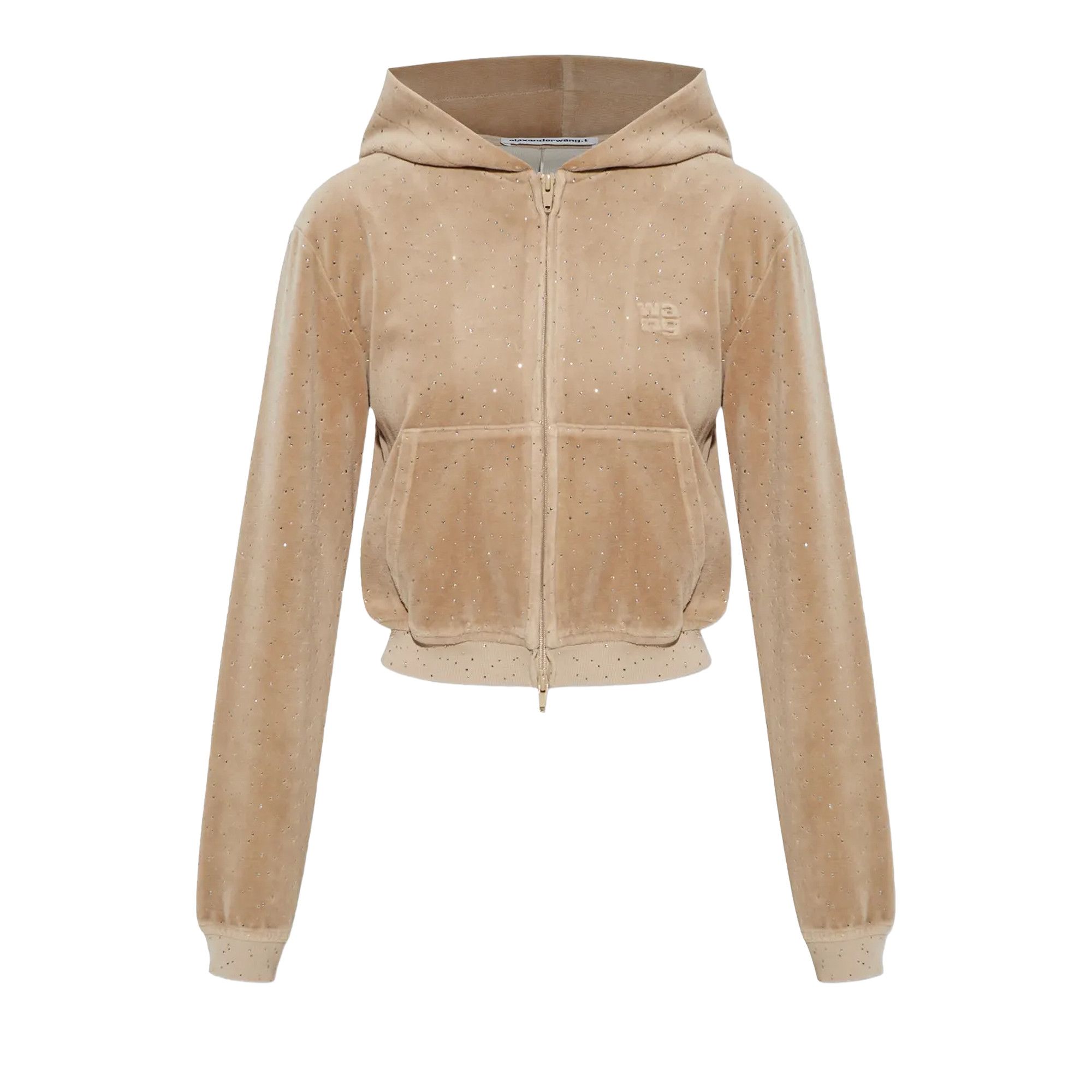 Buy Alexander Wang Allover Hotfix Shrunken Zip Up Hoodie 'Warm Buy Alexander Wang Allover Hotfix Shrunken Zip Up Hoodie 'Warm