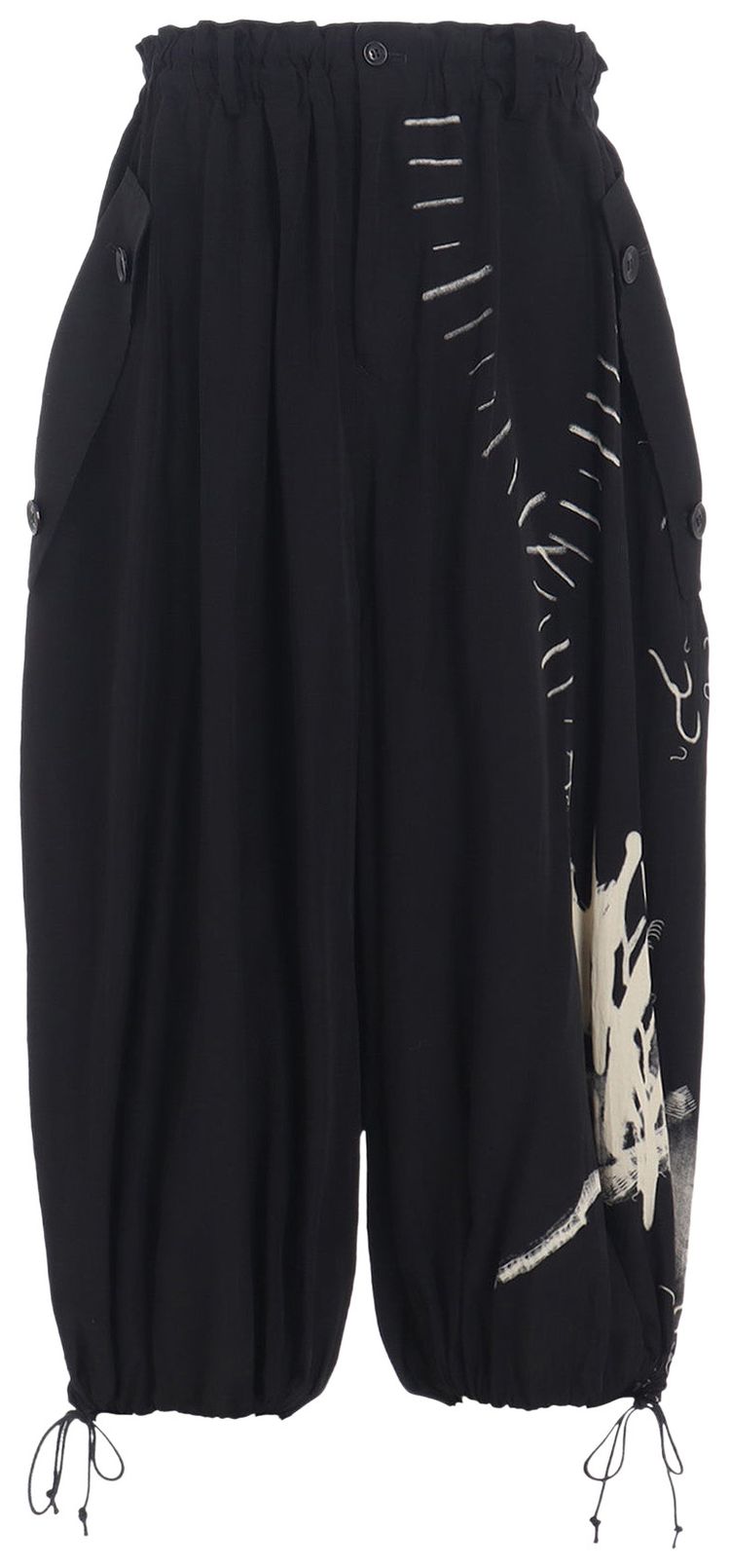 Ys Y Flap Pocket Elastic Waist Pants Black