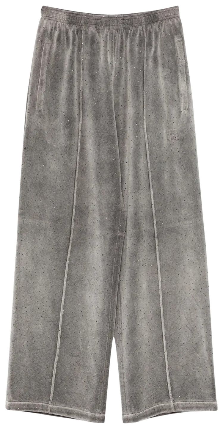 Alexander Wang Allover Hotfix Mid Rise Relaxed Pant Titanium