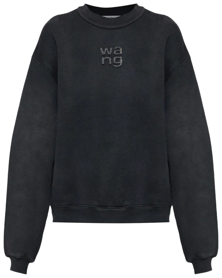 Alexander Wang Hotfix Logo Crewneck Sweatshirt Washed Black
