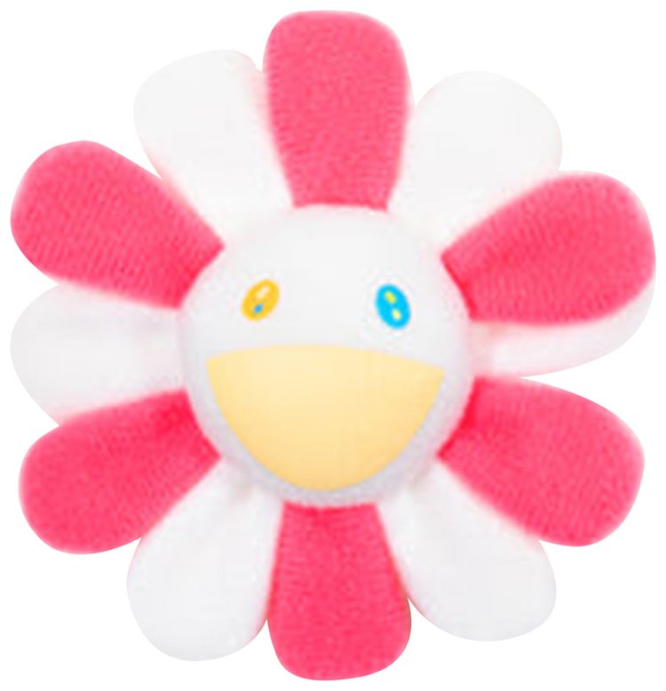 Takashi Murakami Plush Flower Pin Keychain PinkWhite