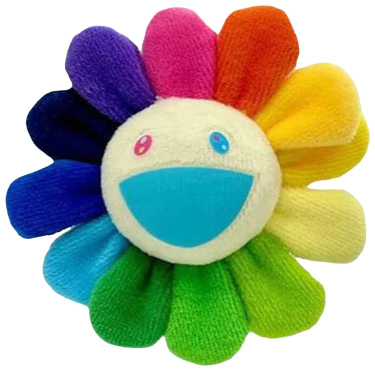 Takashi Murakami Flower Plush Pin RainbowWhite