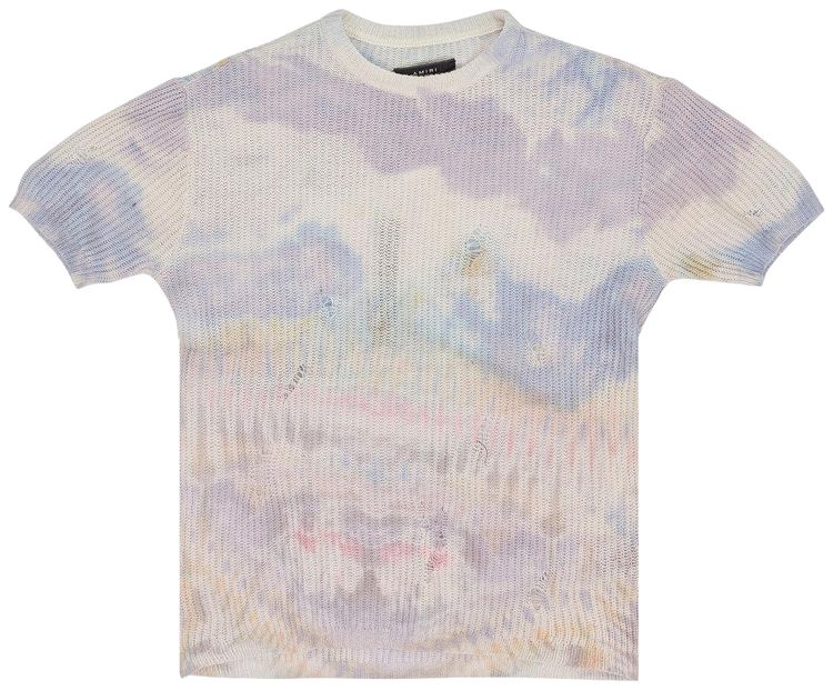 Amiri Tie Dye Knit Short Sleeve Shirt Purple