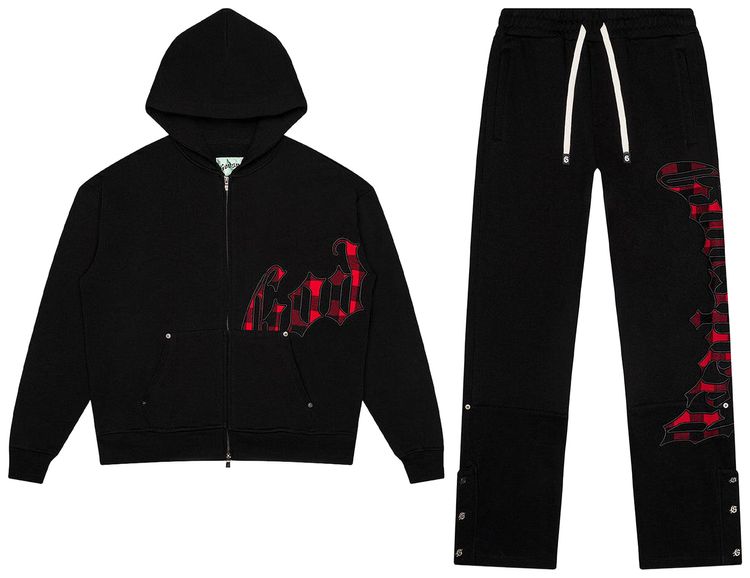 Godspeed OG Logo Sweatsuit BlackRed Plaid