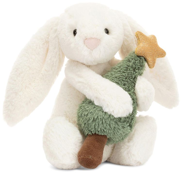 Jellycat Bashful Bunny With Christmas Tree Plush