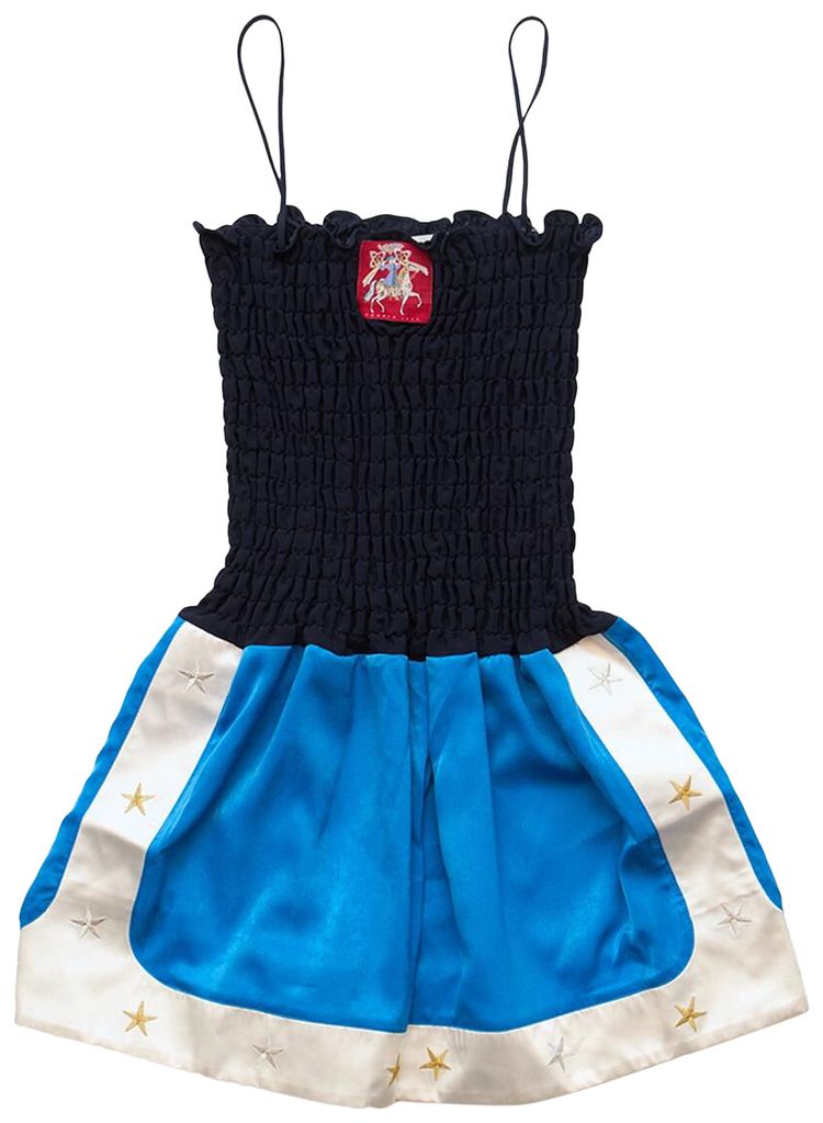Conner Ives Shirred Boxing Short Romper Multicolor
