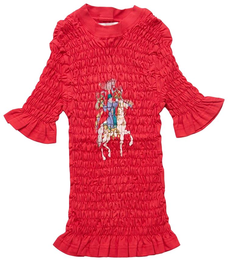 Conner Ives Camelot Shirred T Shirt Red