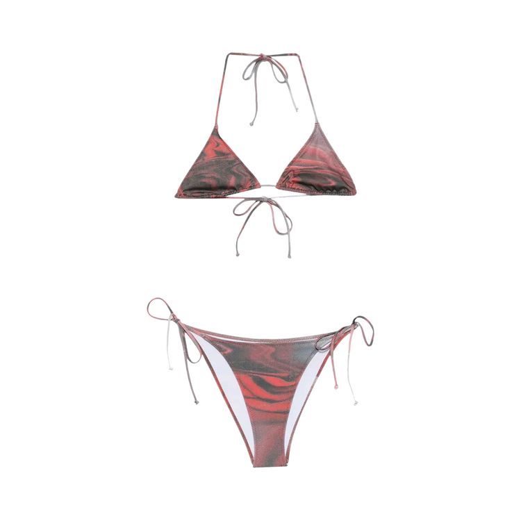 Jean Paul Gaultier Blurry Roses Bikini Set WhiteGreyRed