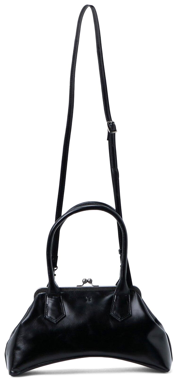Ys Glossy Leather Curvy Bag Black