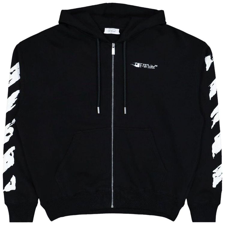 Off White Ink Arrow Skate Zip Hoodie BlackWhite